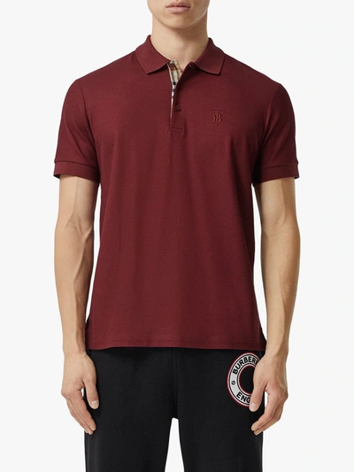 Shop Burberry Monogram-embroidered Polo Shirt In Red