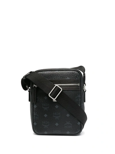 Shop Mcm Logo Print Shoulder Bag In Black