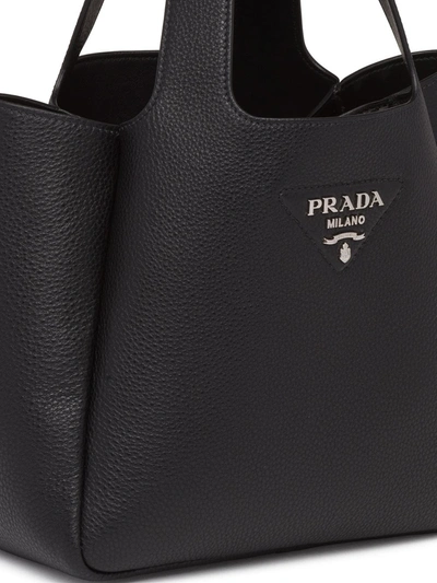 Prada Womens Black Brand-patch Medium Leather Tote Bag In Black