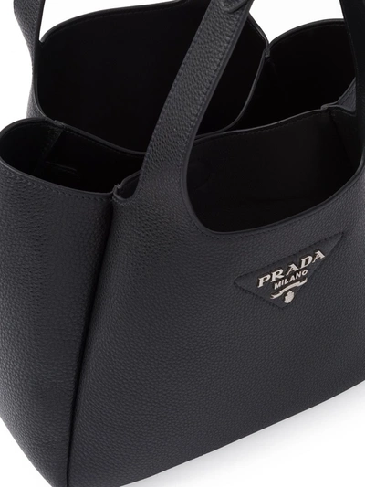 Prada Womens Black Brand-patch Medium Leather Tote Bag In Black