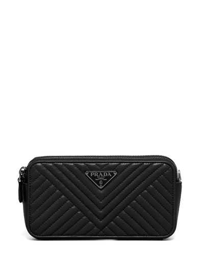 Shop Prada Diagramme Clutch Bag In Black