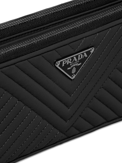 Shop Prada Diagramme Clutch Bag In Black