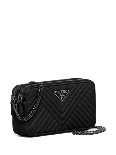 Shop Prada Diagramme Clutch Bag In Black