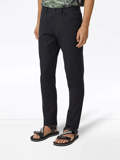 Shop Burberry Mid-rise Slim-fit Jeans In Blue