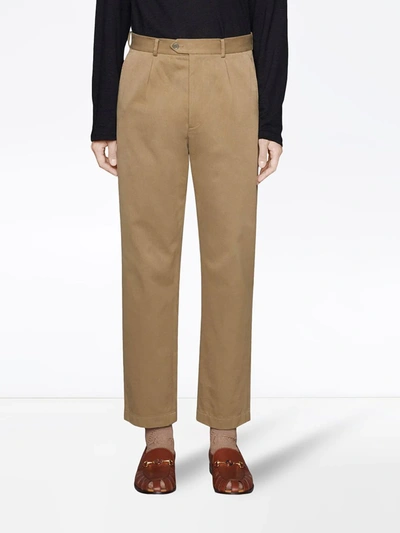 Shop Gucci High-waist Tailored Trousers In Neutrals
