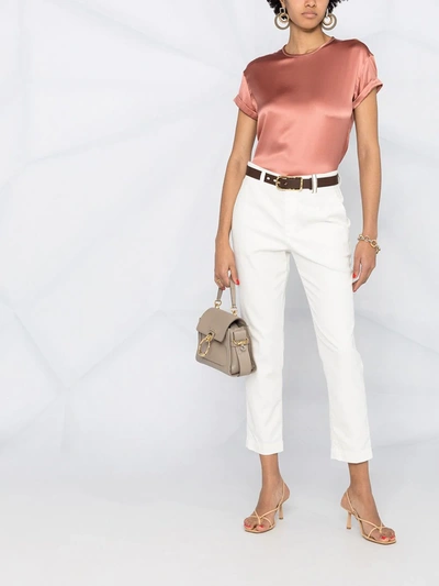 Shop Brunello Cucinelli Satin Short-sleeve T-shirt In Pink