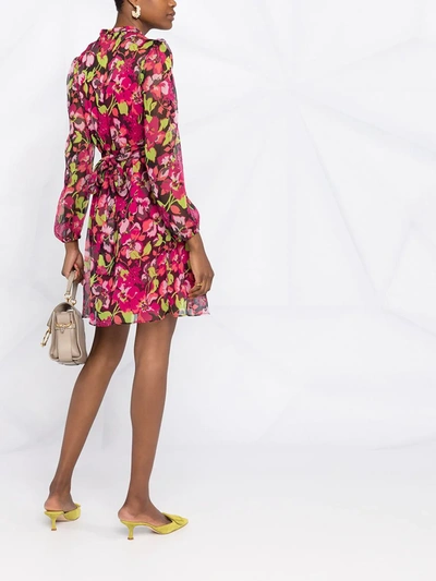 Shop Twinset Floral-print Semi-sheer Dress In Pink