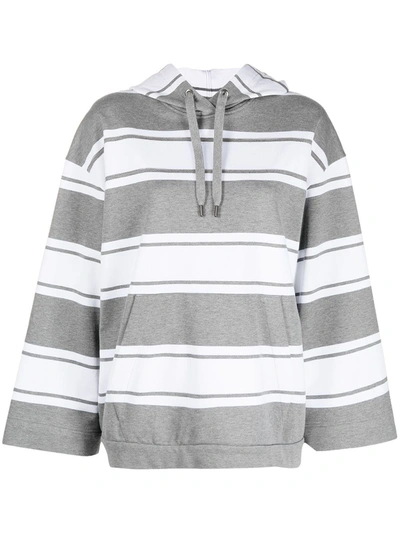 Shop Brunello Cucinelli Stripe-print Hoodie In Grey