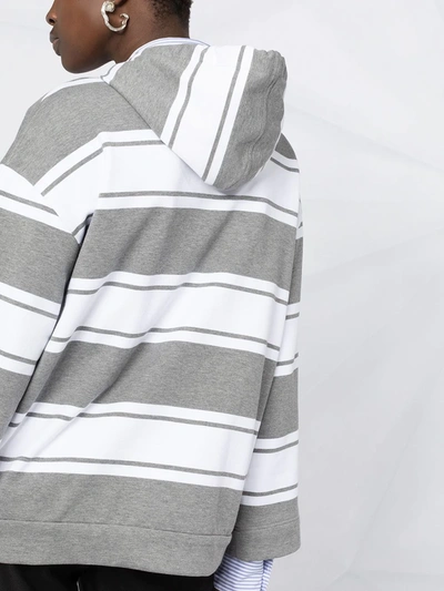 Shop Brunello Cucinelli Stripe-print Hoodie In Grey