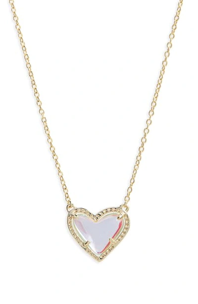 Shop Kendra Scott Ari Heart Pendant Necklace In Dichroic Glass
