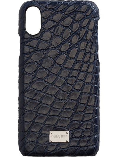 Shop Dolce & Gabbana Crocodile Iphone X Case In Blue