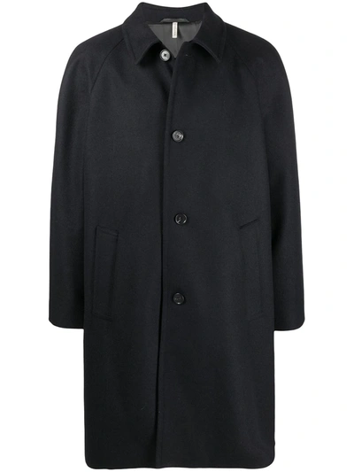 Shop Sunflower Single-breasted Peacoat In Blue