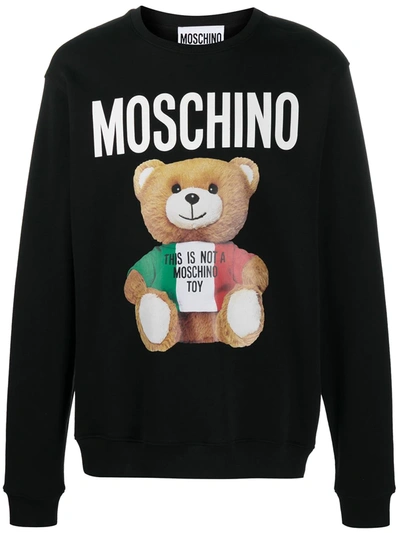 Shop Moschino Teddy Bear Crew Neck Sweatshirt In Black