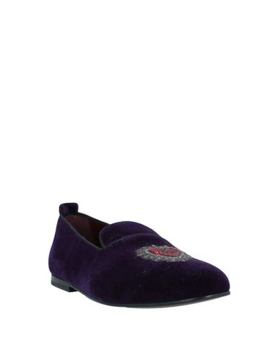 Shop Dolce & Gabbana Man Loafers Purple Size 6 Textile Fibers