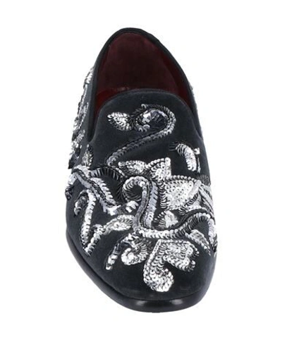Dolce & Gabbana Black Silver Sequined Loafers Men Dress Shoes In Grey