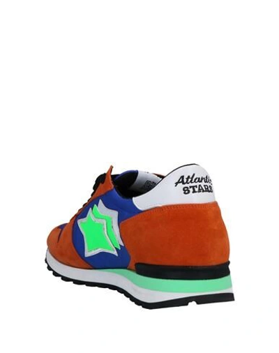 Shop Atlantic Stars Man Sneakers Orange Size 8 Soft Leather, Textile Fibers