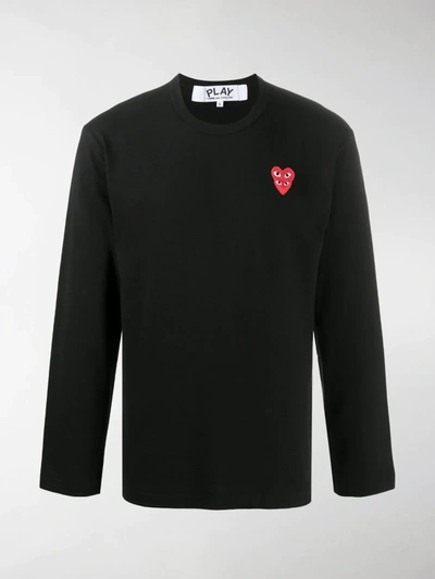 Shop Comme Des Garçons Embroidered Two Heart T-shirt In Black
