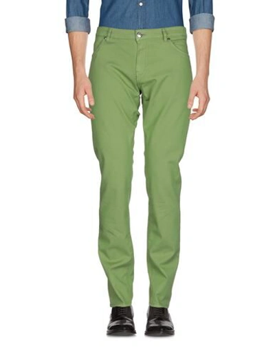 Shop Pt Torino Man Pants Green Size 31 Cotton, Elastane