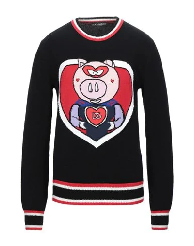 Dolce & Gabbana Black Cashmere Pig Of The Year Pullover Sweater In Black