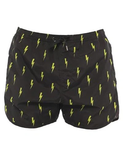 Shop Neil Barrett Swim Trunks In Black