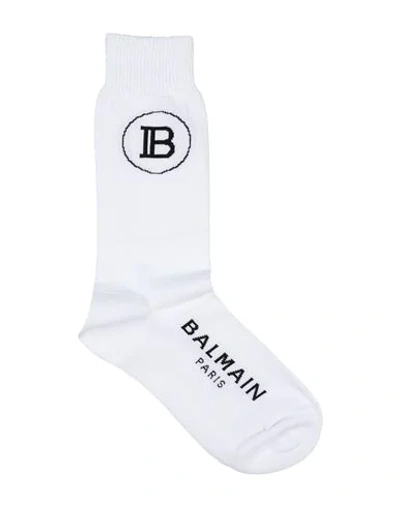Shop Balmain Short Socks In White