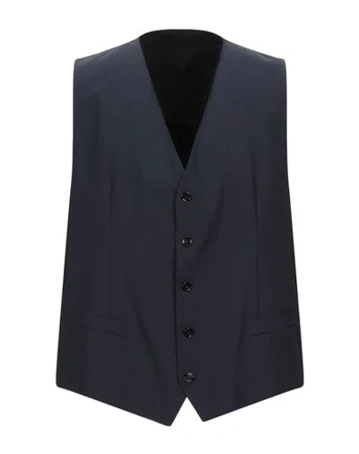 Shop Dolce & Gabbana Man Tailored Vest Midnight Blue Size 46 Virgin Wool, Elastane In Dark Blue
