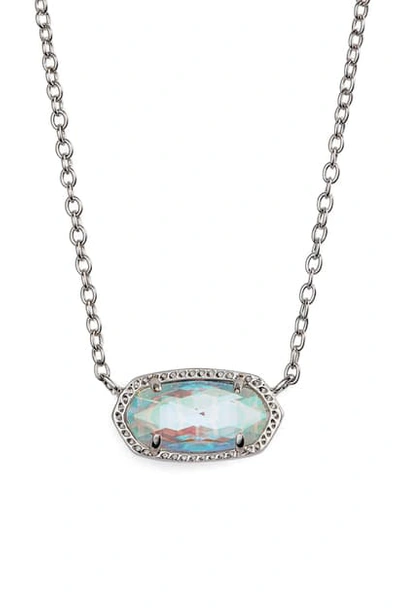 Shop Kendra Scott Elisa Birthstone Pendant Necklace In Rhodium Dichroic Glass