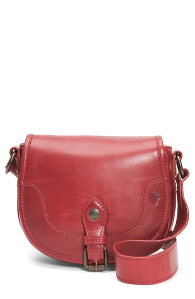 Shop Frye Melissa Leather Saddle Crossbody Bag In Red