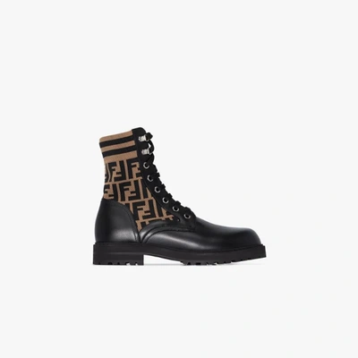 Shop Fendi 'mania' Bikerstiefel Mit Logo In Black