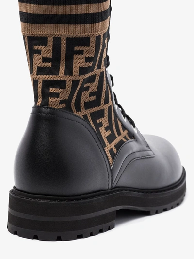 Shop Fendi 'mania' Bikerstiefel Mit Logo In Black