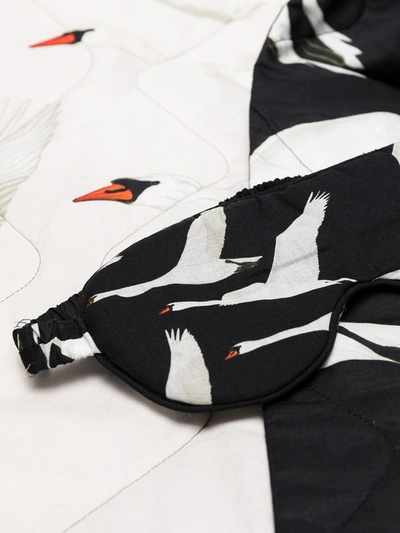 Shop Desmond & Dempsey Cygnus Swan Print Robe And Eye Mask Set In Black