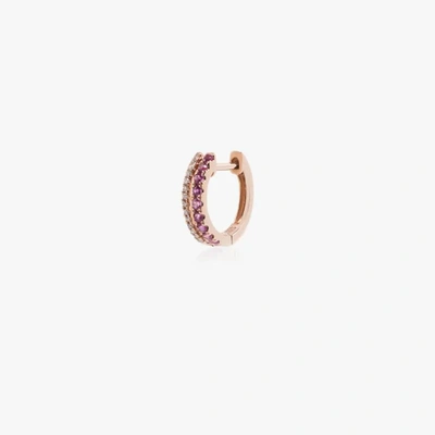 Shop Roxanne First 14k Rose Gold Diamond And Sapphire Hoop Earring In Pink