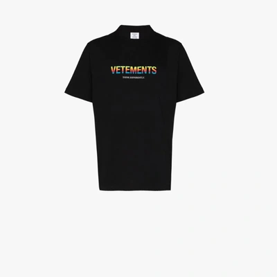 Shop Vetements Black Think Differently Logo T-shirt