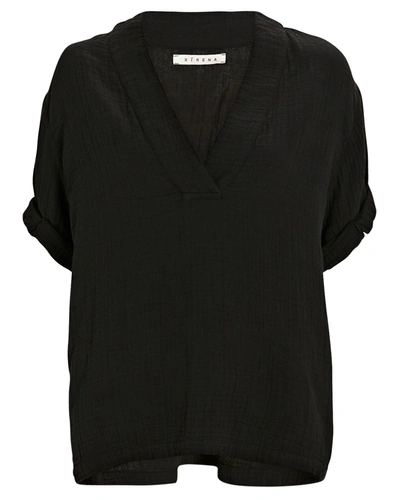 Shop Xirena Avery Popover Short Sleeve Top In Black