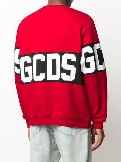 Gcds Long Sleeve Block Color Logo Sweater In Red