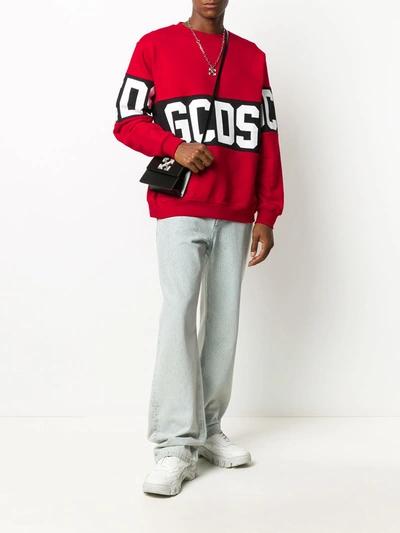 Gcds Long Sleeve Block Color Logo Sweater In Red