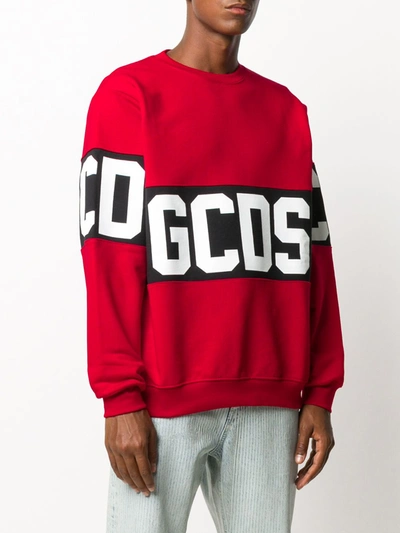Gcds Long Sleeve Block Color Logo Sweater In Red