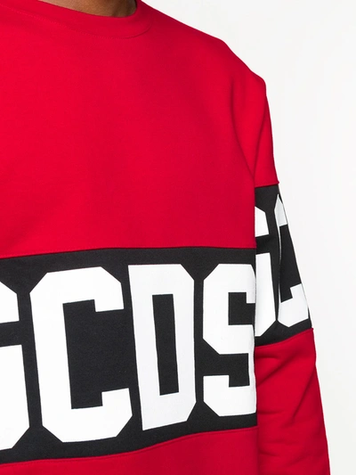 Gcds Long Sleeve Block Color Logo Sweater In Red