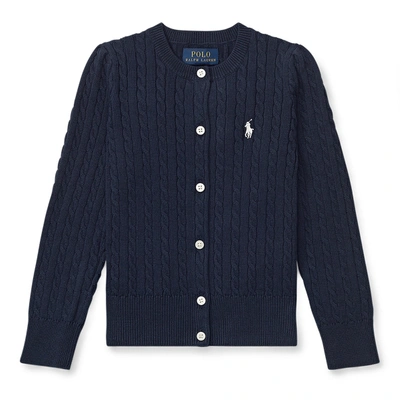 Shop Polo Ralph Lauren Mini-cable Cotton Cardigan In Navy