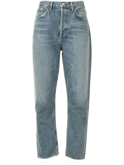 Agolde Blue High Rise Riley Jeans In Blue