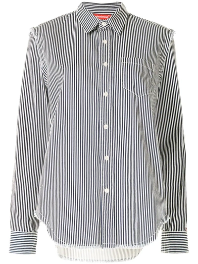 Shop Denimist Striped Raw-cut Denim Shirt In Blue