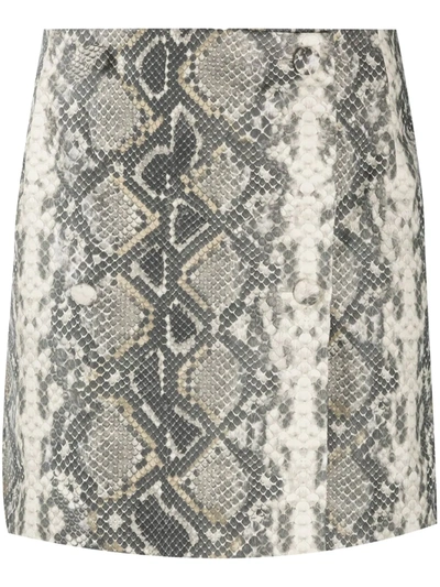 Shop Rotate Birger Christensen Snake Print Skirt In Silver