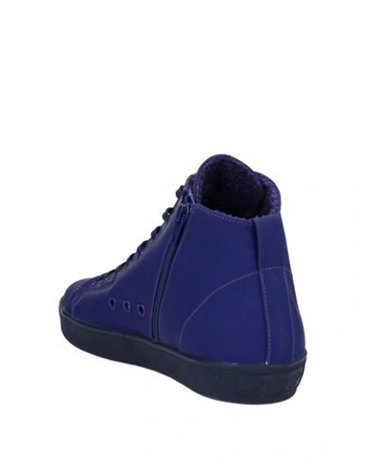 Shop Leather Crown Sneakers In Dark Purple