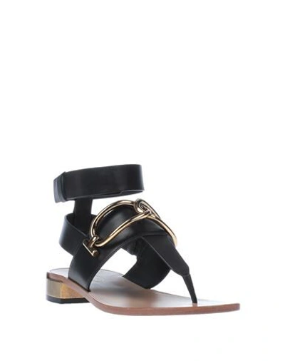 Shop Tod's Woman Thong Sandal Black Size 8 Soft Leather