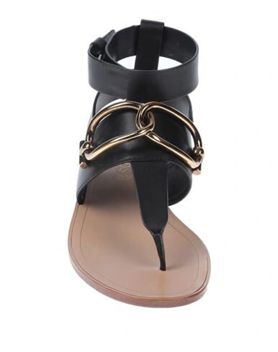 Shop Tod's Woman Thong Sandal Black Size 8 Soft Leather