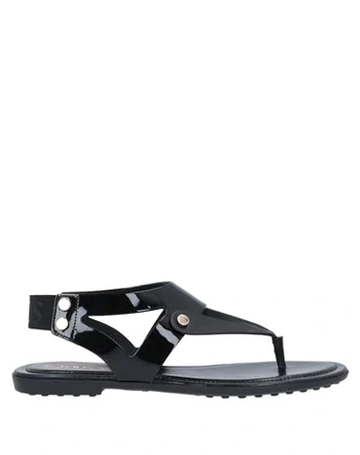 Shop Tod's Woman Thong Sandal Black Size 7 Soft Leather