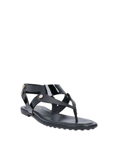 Shop Tod's Woman Thong Sandal Black Size 7 Soft Leather