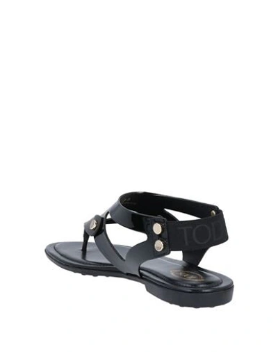 Shop Tod's Woman Thong Sandal Black Size 7 Soft Leather