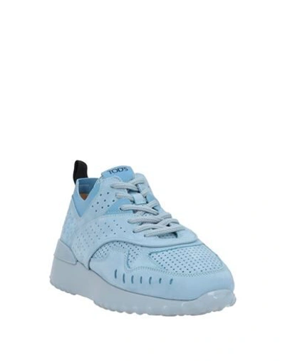 Shop Tod's Woman Sneakers Sky Blue Size 10.5 Soft Leather