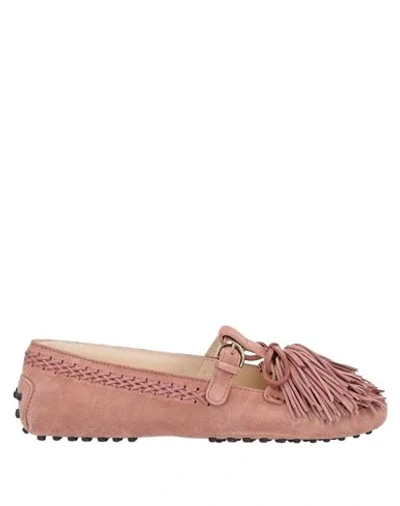 Shop Tod's Woman Loafers Pastel Pink Size 6.5 Soft Leather